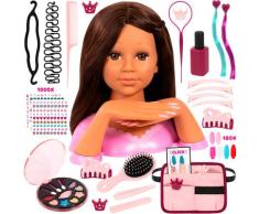 Frisier- & Schminkkopf BAYER "Charlene Super Model Magic Nails", braun, Frisierköpfe, KinderH:27cm, Kunststoff, H:27cm