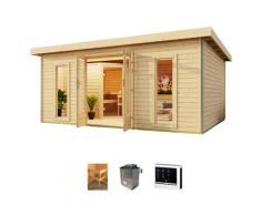 Saunahaus KONIFERA "Maiko 4 SET A", beige (natur), Saunaofen, externe Steuerung, 9 kW, Saunen, Ofen 9 KW externe Strg easy