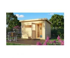 Saunahaus KARIBU "»Simon 2« mit klassischer Tür, naturbelassen", beige (naturbelassen), Saunaofen, externe Steuerung, (ohne Ofen), Saunen