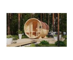 Fasssauna KARIBU "naturbelassen mit Ofen 9 kW Bio ext. Strg.", beige (naturbelassen), Bio-Kombiofen, (ohne Ofen), Saunen, Ofen 9 kW Bio externe Strg easy