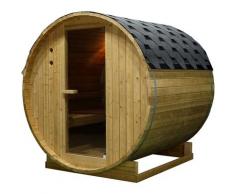 Fasssauna SANOTECHNIK "»TROMSÖ L«", braun (holz), Saunaofen, 6 kW, Saunen, geeignet für 4 Personen, Fichetnholz