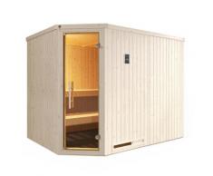Sauna WEKA "Element-Ecksauna VARBERG 4", weiß, Saunaofen, externe Steuerung, 7,5 kW, Saunen, vorgefertigte Elemente, moderne Ganzglastür