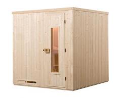 Sauna WEKA "Elementsauna HALMSTAD 2", beige (natur), Saunaofen, integrierte Steuerung, 5,4 kW, Saunen, vorgefertigte Elemente, isolierte Holztür