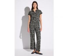 Overall STREET ONE, Damen, Gr. 36, schwarz, Stoff, 99% Polyester, 1% Elasthan, bedruckt, normal normal, ohne Ausschnitt, Bündchen, Overalls, mit Knopfleiste