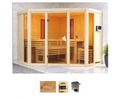 Sauna KARIBU "Adele", beige (naturbelassen), Saunaofen, externe Steuerung, 9 kW, Saunen, Ofen 9 KW externe Strg easy