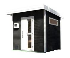 Saunahaus WEKA "Design-Saunahaus KUOPIO 1", grau (anthrazit), Bio-Ofen, externe Steuerung, 9 kW, Saunen, Blockbohlen, modernes wekaLine-Profil