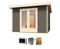 Saunahaus KONIFERA "Maiko 1 SET A", grau (terragrau), Saunaofen, externe Steuerung, 9 kW, Saunen, Ofen 9 KW externe Strg easy