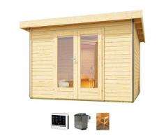 Saunahaus KONIFERA "Maiko 1 SET A", beige (natur), Bio-Ofen, externe Steuerung, 9 kW, Saunen, Ofen 9 kW Bio externe Strg easy