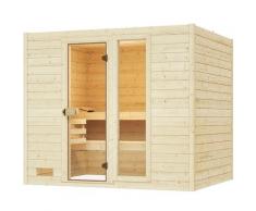 Sauna WEKA "Massivholzsauna VALIDA 4", beige (natur), Saunaofen, externe Steuerung, 9 kW, Saunen, Blockbohlen, Fensterelement, moderne Ganzglastür