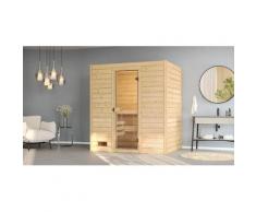 Sauna WEKA "Massivholzsauna VALIDA 2", beige (natur), Bio-Ofen, externe Steuerung, 7,5 kW, Saunen, Blockbohlen, moderne Ganzglastür