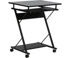 Computertisch INOSIGN "ERVIE, Rolltisch, Laptoptisch", schwarz (schwarz, schwarz, schwarz), B:60cm H:73cm T:48cm, Tische, stabiles Metallgestell, mit Tastaturauszug, 60x73 cm