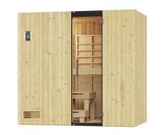 Infrarotkabine WEKA "Infrarotkabine UPPSALA Kombi inkl.", beige (natur), Saunaofen, externe Steuerung, 3,6 kW, Saunen, Sauna oder IR-Strahlung, moderne Ganzglastür