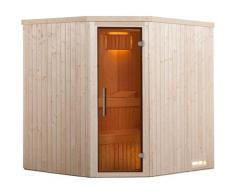 Sauna WEKA "Elementsauna KIRUNA 2", beige (natur), Bio-Ofen, externe Steuerung, 4,5 kW, Saunen, vorgefertigte Elemente, 230 Volt Anschluss, moderne Ganzglastür