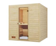 Sauna WEKA "Massivholzsauna VALIDA 3", beige (natur), Saunaofen, externe Steuerung, 7,5 kW, Saunen, Blockbohlen, moderne Ganzglastür