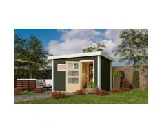 Saunahaus KARIBU "»Simon 1« mit moderner Tür, terragrau mit Fenster", grau (terragrau), ohne Ofen, ohne Steuerung, (ohne Ofen), Saunen