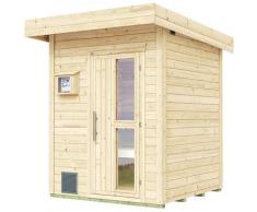 Saunahaus WEKA "Saunahaus NAANTALI", beige (natur), Saunaofen, externe Steuerung, 9 kW, Saunen, aus Blockbohlen, extrahohe Tür