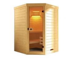 Sauna WEKA "Massivholz-Elementsauna LAUK", beige (natur), Saunaofen, integrierte Steuerung, 3,6 kW, Saunen, Blockbohlen,vorgefertigte Elemente, moderne Ganzglastür