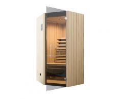Infrarotkabine WEKA "Infrarotkabine TANILLA Eck", beige (natur), ohne Ofen, externe Steuerung, (ohne Ofen), Saunen, naturbelassen, moderne Gazglastür, weka Linienstrahler