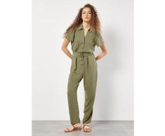 Jumpsuit APRICOT "Jumpsuit", Damen, Gr. S (36), N-Gr, grün (khaki), Obermaterial: 100% Polyester PES., Overalls Jumpsuit, mit Knopfleiste, mit Taillengürtel