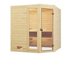 Sauna WEKA "Massivholzsauna VALIDA Eck 2", beige (natur), Saunaofen, integrierte Steuerung, 5,4 kW, Saunen, Blockbohlen, Fensterelement, moderne Ganzglastür