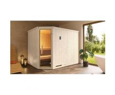 Sauna WEKA "Element-Ecksauna VARBERG 4", weiß, Bio-Ofen, externe Steuerung, 9 kW, Saunen, vorgefertigte Elemente, moderne Ganzglastür