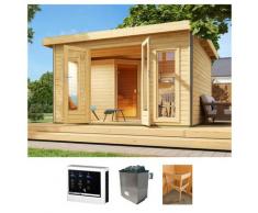 Saunahaus KONIFERA "Maiko 3 SET B", beige (natur), Saunaofen, externe Steuerung, 9 kW, Saunen, Ofen 9 KW externe Strg easy