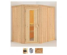 Sauna KARIBU "Clara", beige (naturbelassen), Saunaofen, integrierte Steuerung, 9 kW, Saunen, Ofen 9 kW integr. Strg