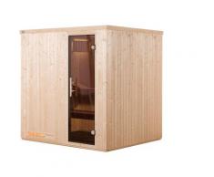 Sauna WEKA "Elementsauna HALMSTAD 2", beige (natur), Saunaofen, integrierte Steuerung, 5,4 kW, Saunen, vorgefertigte Elemente, moderne Ganzglastür