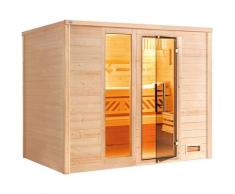 Sauna WEKA "Massivholzsauna BERGEN 3", beige (natur), Saunaofen, integrierte Steuerung, 9 kW, Saunen, Blockbohlen, Fensterelement, moderne Ganzglastür