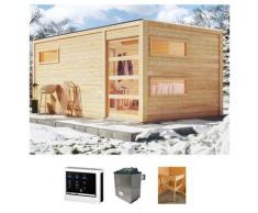 Saunahaus KONIFERA "Hagen", beige (natur), Saunaofen, externe Steuerung, 9 kW, Saunen, Ofen 9 KW externe Strg easy