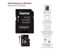 HAMA Speicherkarte "microSD Karte, Memory Fast, + Adapter/Mobile, Class 10 UHS-I", schwarz, 256 GB, Speicherkarten