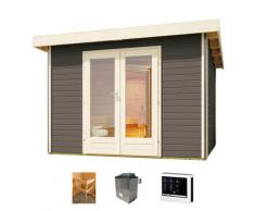 Saunahaus KONIFERA "Maiko 1 SET B", grau (terragrau), Saunaofen, externe Steuerung, 9 kW, Saunen, Ofen 9 KW externe Strg easy
