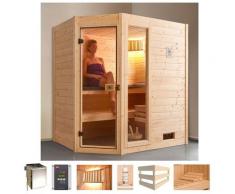 Sauna WEKA "Valida Eck 1", beige (natur), Bio-Kombiofen, externe Steuerung, 4,5 kW, Saunen, 4,5 kW Bio-Kombiofen mit ext. Strg., Fenster