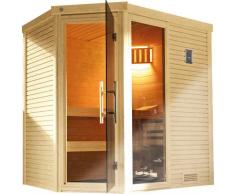 Sauna WEKA "Cubilis", beige (natur), Saunaofen, externe Steuerung, 7,5 kW, Saunen, 7,5 kW-Ofen mit digitaler Steuerung