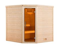 Sauna WEKA "Massivholzsauna TURKU 2", beige (natur), Saunaofen, integrierte Steuerung, 9 kW, Saunen, Blockbohlen, moderne Ganzglastür