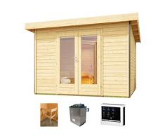 Saunahaus KONIFERA "Maiko 1 SET A", beige (natur), Saunaofen, externe Steuerung, 9 kW, Saunen, Ofen 9 KW externe Strg easy