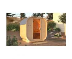 Fasssauna KARIBU "Franzi 1", beige (naturbelassen), Saunaofen, integrierte Steuerung, 9 kW, Saunen, Ofen 9 kW integr. Strg