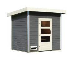 Saunahaus KARIBU "Ralf", grau (terragrau), ohne Ofen, (ohne Ofen), Saunen, moderne Tür