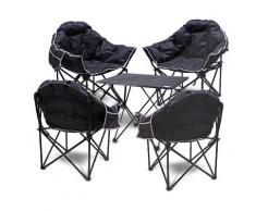 Enva 4x Gepolsterter Campingstuhl faltbar + klappbarer Campingtisch