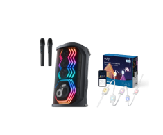 Rave 3S | KI Karaoke Party-Lautsprecher mit 200W Sound + eufy Festinstallierte Außen‑Lichterkette E22