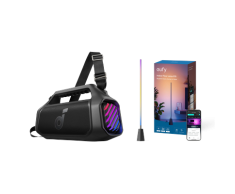 Boom 2 Plus | Bluetooth-Lautsprecher mit mächtigem Bass für Draußen + eufy Zimmer-Stehlampe E10