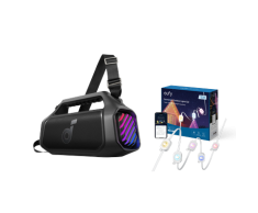 Boom 2 Plus | Bluetooth-Lautsprecher mit mächtigem Bass für Draußen + eufy Festinstallierte Außen‑Lichterkette E22