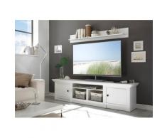 Lowboard 194x45 cm Höhe 51 cm 2-türig weiß Pinie WALES