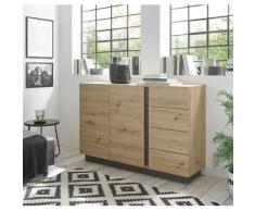 Sideboard 2-türig 138x91 cm + 4x Schubkästen Eiche Graphit CORATO