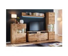 Wohnwand Eiche bianco teilmassiv 320 cm Nr.11 Santa Fe