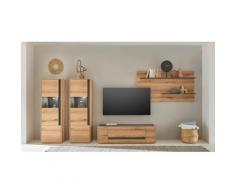 Wohnwand Eiche 340 cm 4-teilig Nr 18 mit Beleuchtung Boston