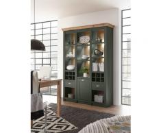 Regal 147x207 cm 1-türig mit Flascheneinteilungen Grün + Eiche CASTLE + Beleuchtung