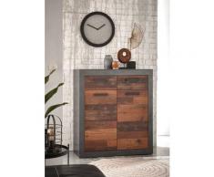 Kommode 92x104 cm 2-türig + 2 Schubkästen used-look QUEENS