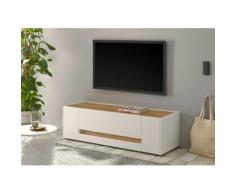 Lowboard 140x40 cm Eiche Weiss 2-türig + Doppelschubkasten BOSTON