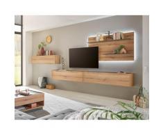 Wohnwand Eiche 400 cm 4-teilig Nr 13 mit Beleuchtung Boston